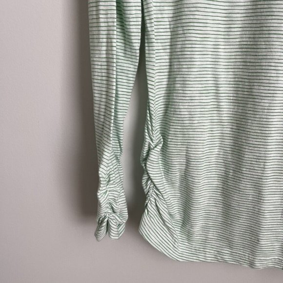 Mododoc Sundance Green Striped Top with Ruched Long Sleeve - Picture 5 of 6